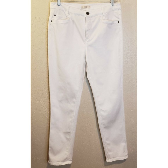J Jill Smooth Fit Straight Leg High Rise Five Pocket White Jeans Size 14 - Picture 2 of 11